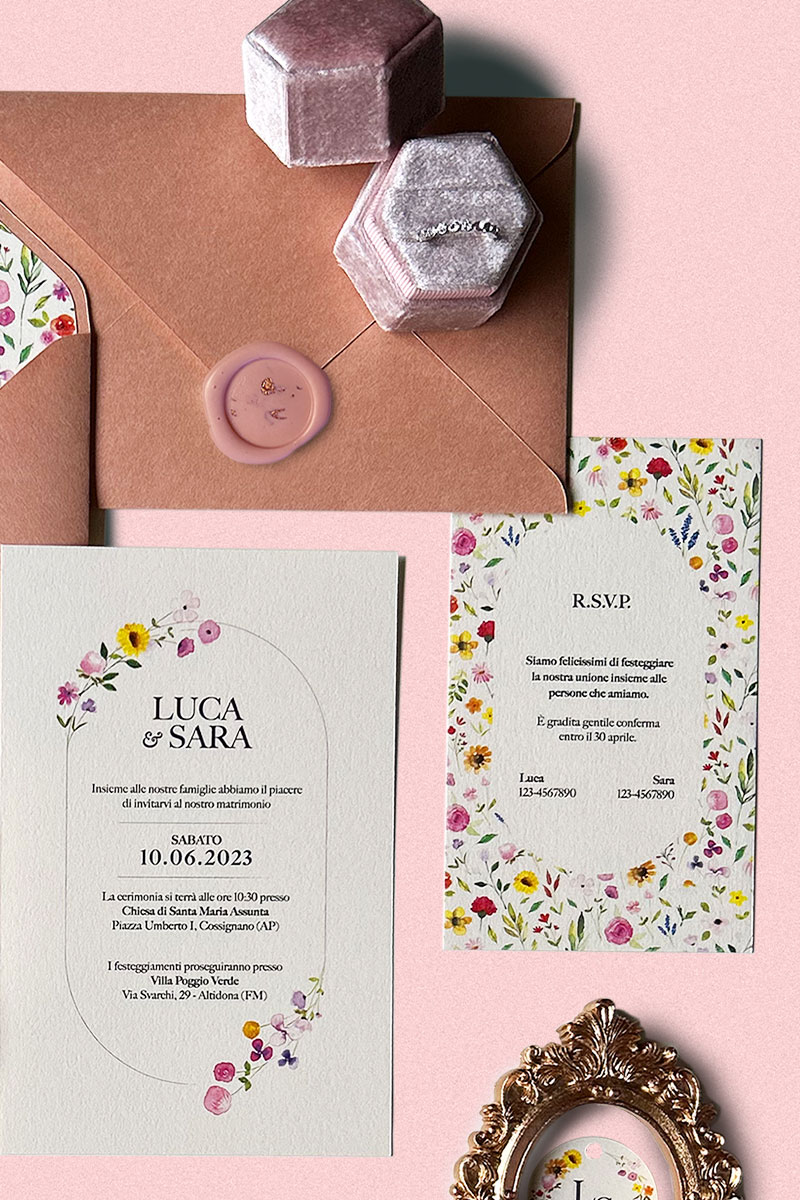 Partecipazione Collezione Botanica - Coordinato matrimoniale elegante e romantico ispirato alla natura Partecipazione Collezione Botanica