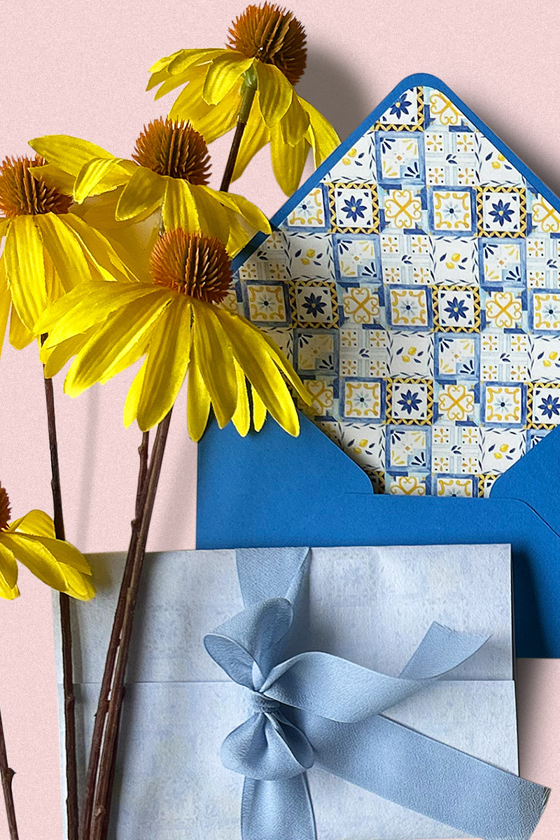 Liner Busta Collezione La Dolce Vita - Coordinato matrimoniale in stile mediterraneo per un matrimonio romantico Liner Busta Collezione La Dolce Vita