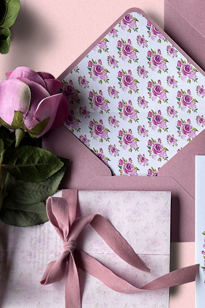 Liner Busta Collezione Romance - Coordinato matrimoniale ispirato alle rose per un matrimonio romantico Liner Busta Collezione Romance