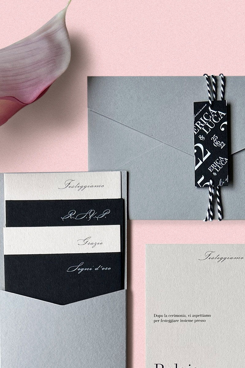 Busta Collezione Ti Amo - Coordinato matrimoniale moderno ispirata al design tipografico Busta Collezione Ti Amo